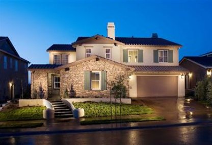 Large luxury home at night in Fremont, CA